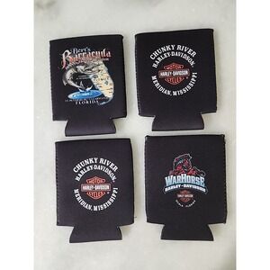 Set of 4/Harley-Davidson Black Logo Can Flat - Can Wraps-Fold‎ Ups - NEVER USED
